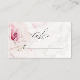 Elegante rosa Rose Wasserfarbe Blumenschrift Hochz Platzkarte