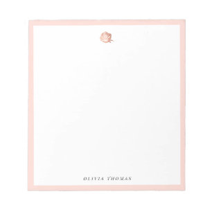 Elegante rosa roségold personalisierte Korresponde Notizblock