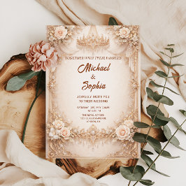 Elegante Rosa Roségoldene Hochzeit Folieneinladung