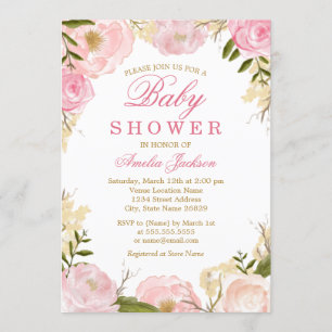 Elegante rosa Rosen-Baby-Shower-Einladung Einladung