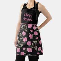 Elegante rosa Rosen-Blumen-Küche in Schwarz