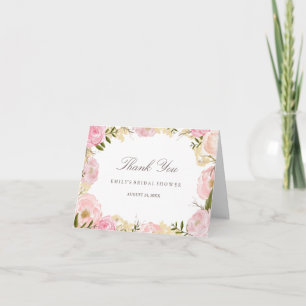 Elegante rosa Rosen-Braut- Dusche-Dankeskarten Dankeskarte