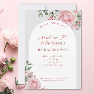 Elegante rosa Rosen Brautparty Einladung