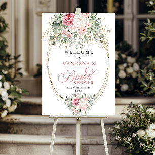 Elegante Rosa Rosen Brautparty Willkommen Poster