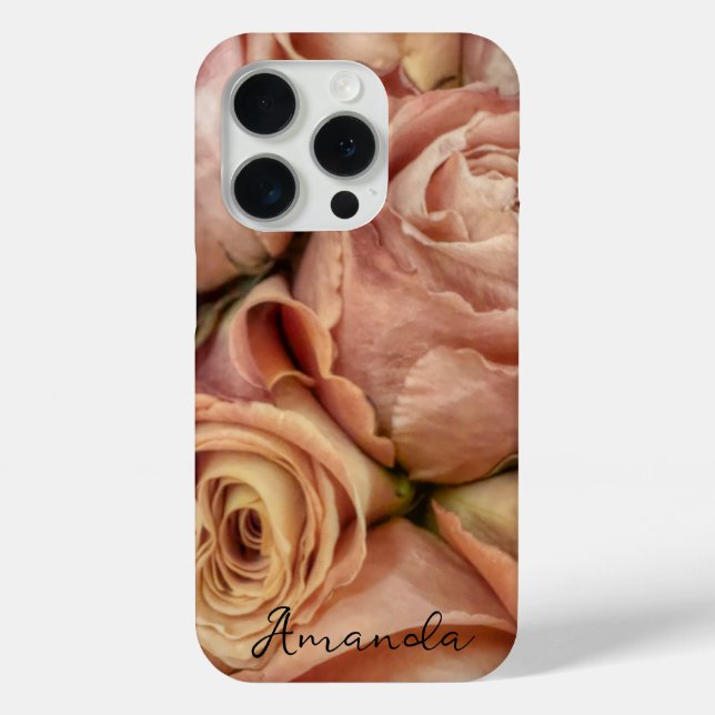 elegante rosa Rosen fügen Text oder Monogramm hinz Case-Mate iPhone Hülle (Rückseite)