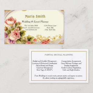 Elegante rosa Rosen Gold Hochzeits-Eventplaner  Visitenkarte