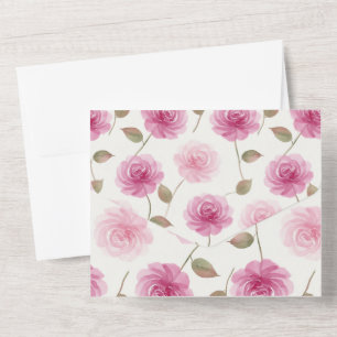 Elegante rosa Rosen Hochzeitseinladung in einem All In One Einladung