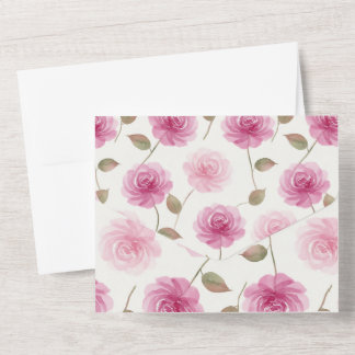Elegante rosa Rosen Hochzeitseinladung in einem All In One Einladung