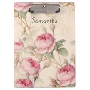 Elegante Rosa Rosen Ihren Namen hinzufügen Klemmbrett