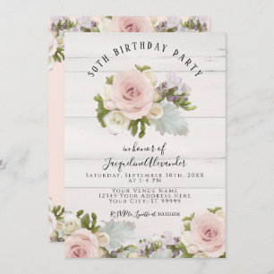 Elegante Rosa Rosen im Grünen Geburtstagsparty Einladung
