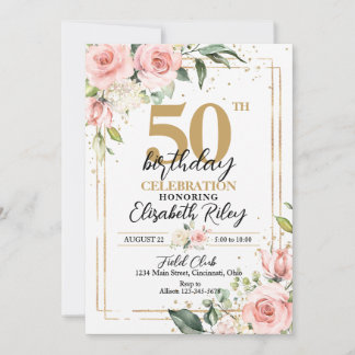 Elegante Rosa Rosen jedes Alters Geburtstag Einladung