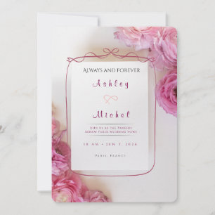 Elegante rosa Rosen Paris Gelübdeerneuerung Einlad Einladung