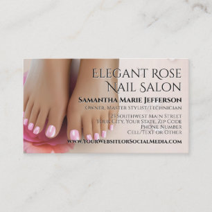Elegante rosa Rosen-Pediküre-Nagelsalon Visitenkarte