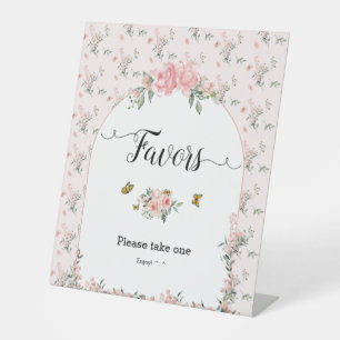 Elegante rosa Rosen & Schmetterling Baby Shower Ge Sockelschild