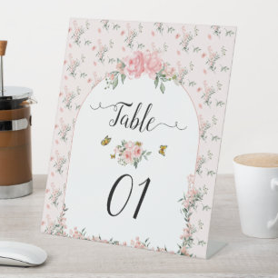 Elegante rosa Rosen & Schmetterlinge Baby Shower  Sockelschild