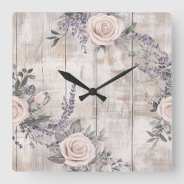 Elegante rosa Rosen und Lavendel Wall Uhr