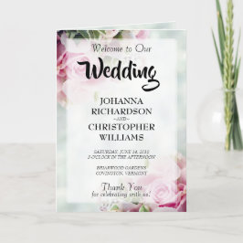 Elegante rosa Rosen und Peony Buds Wedding Programm