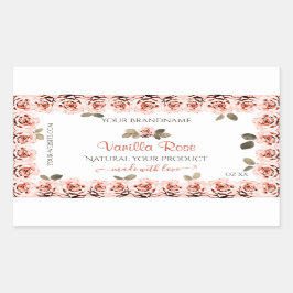 Elegante rosa Rosen weiße Etiketten für die Verpac Rechteckiger Aufkleber