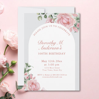 Elegante rosa Rosen zum 105. Geburtstag Einladung