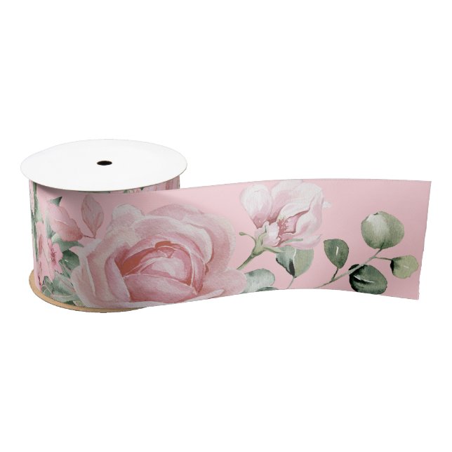Elegante Rosa Rosenhochzeit Satinband (Spule)