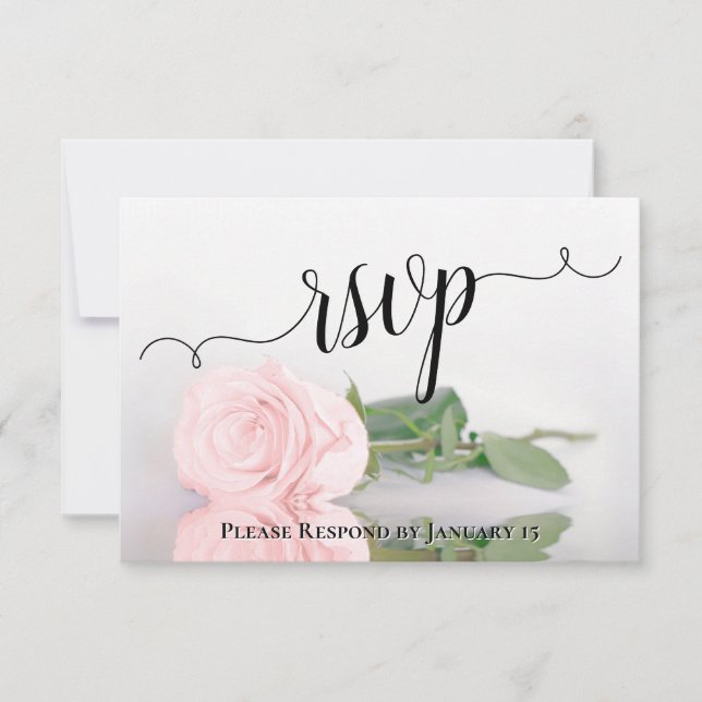 Elegante Rosa Rosenreflektionen Hochzeit RSVP Karte (Vorderseite)