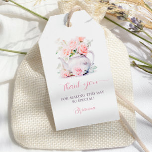 Elegante Rosa Roses Brautparty Gefälte Tags Geschenkanhänger