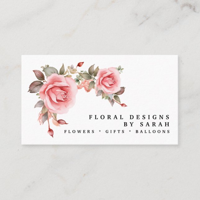 Elegante rosa Roses Business Cards Visitenkarte (Vorderseite)
