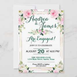 Elegante rosa Roses Engagement Party Einladung