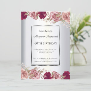 Elegante Rosa Roses Geburtstagsfeier Einladung