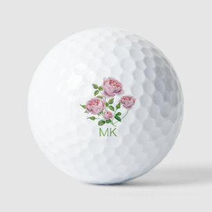 Elegante Rosa Roses Mit Monogramm Damen Golfball