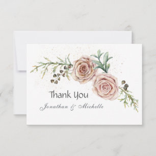 Elegante Rosa Roses Vintage Wedding Dankeskarte