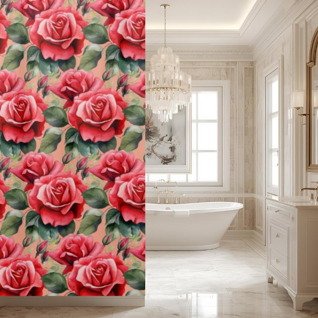 Elegante rosa rote Rosen Duschvorhang (Von Creator hochgeladen)