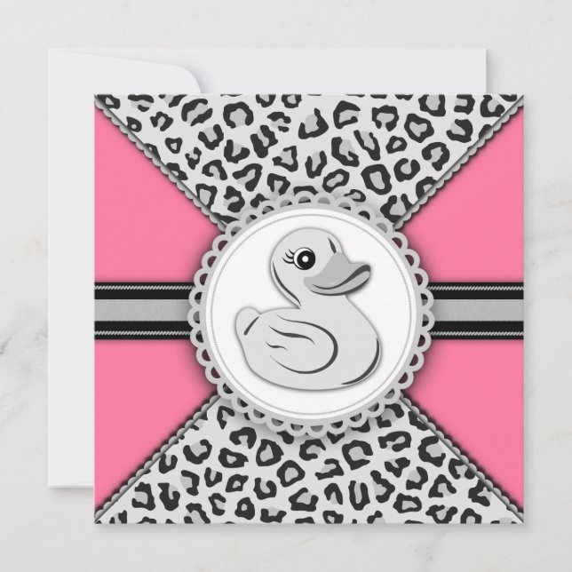 Elegante Rosa Rubber Duck Baby Shower Einladung (Vorderseite)