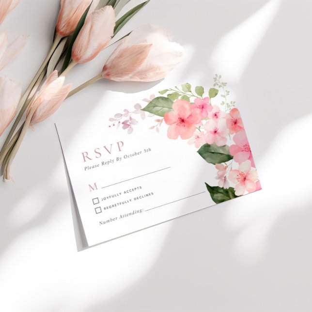Elegante Rosa Sakura Blume Hochzeit RSVP Card (Von Creator hochgeladen)