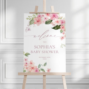 Elegante Rosa Sakura Blume Kinderdusche Willkommen Poster