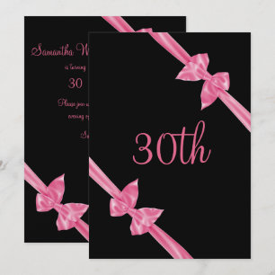 Elegante rosa Satin-Bogen-30. Geburtstag Einladung