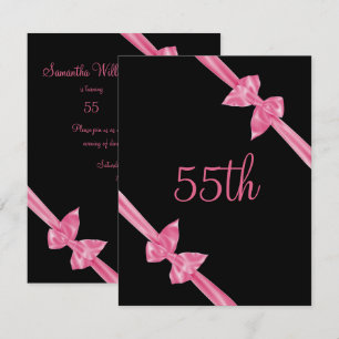 Elegante rosa Satin-Bogen-55. Geburtstag Einladung