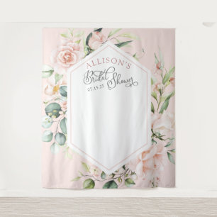 Elegante rosa-schicke florale Hochzeitsdusche-Kuli Wandteppich