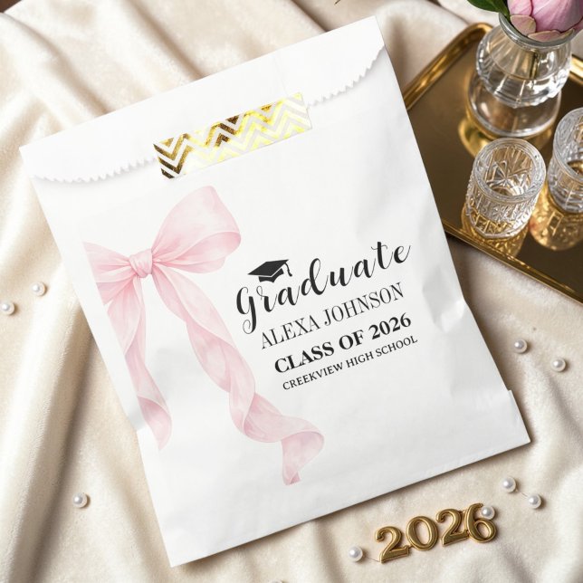 Elegante rosa Schleife 2026 Abschluss Absolvent Geschenktütchen (Von Creator hochgeladen)