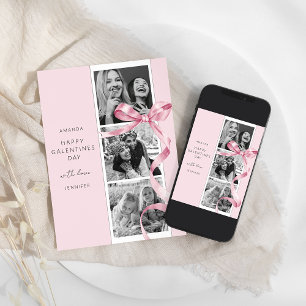 Elegante rosa Schleife 3 Foto Galentines Day Karte