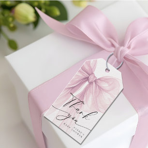 Elegante rosa Schleife Baby Shower Danke Geschenkanhänger