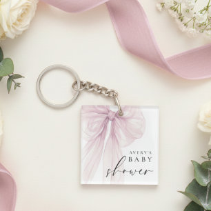 Elegante rosa Schleife Baby Shower Schlüsselanhänger