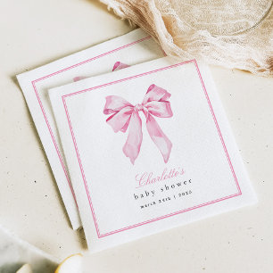 Elegante rosa Schleife Baby Shower Serviette