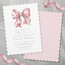 Elegante rosa Schleife Babyparty