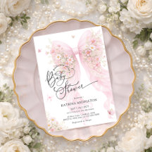 Elegante rosa Schleife Bloom Schmetterling Baby Sh