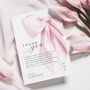 Elegante rosa Schleife Brautdusche Dankeskarte
