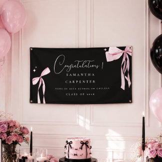 Elegante rosa Schleife Coquette Foto schwarze Absc Banner