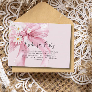 Elegante rosa Schleife Daisy Baby Shower Bücher fü Begleitkarte
