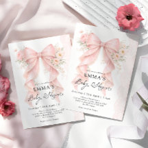 Elegante rosa Schleife Floral Girl Baby Shower