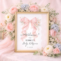 Elegante rosa Schleife Floral Girl Babyshower Will